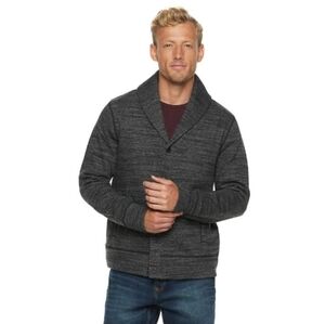 Marc Anthony Slim-Fit Shawl Collar Sweater Button Front Stand Up Fold Down Retro